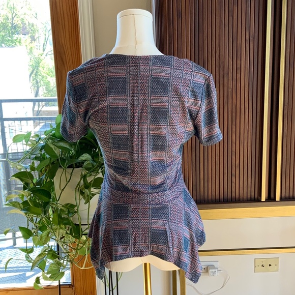 BCBG Maebelle Plaid Peplum Top Size S - Picture 3 of 3